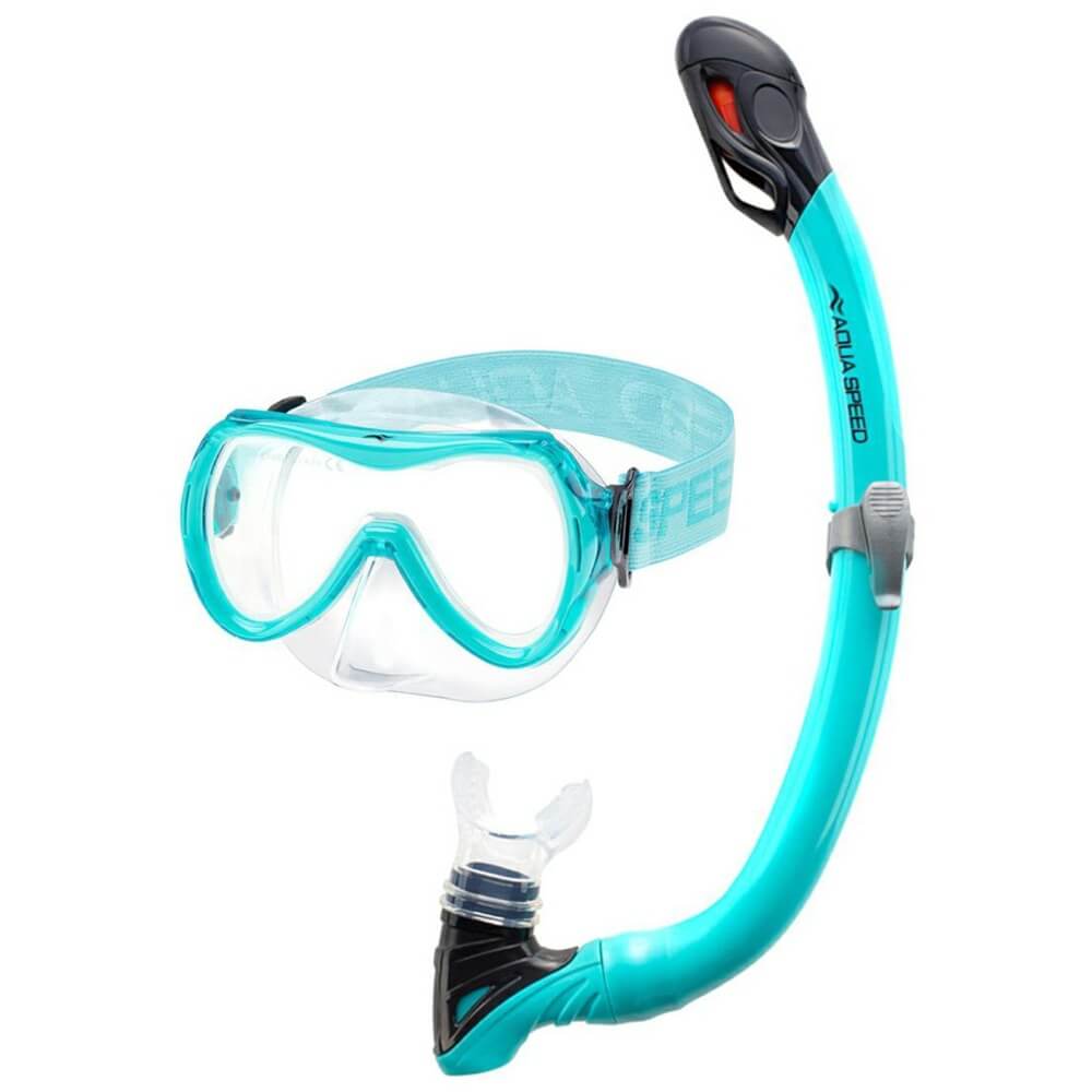 AQUA SPEED Alize FS + Samos bērnu snorkelēšanas komplekts + Tīkla maiss