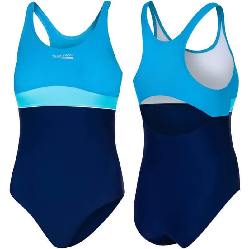 AQUA SPEED Emily Navy/Turquoise meiteņu peldkostīms
