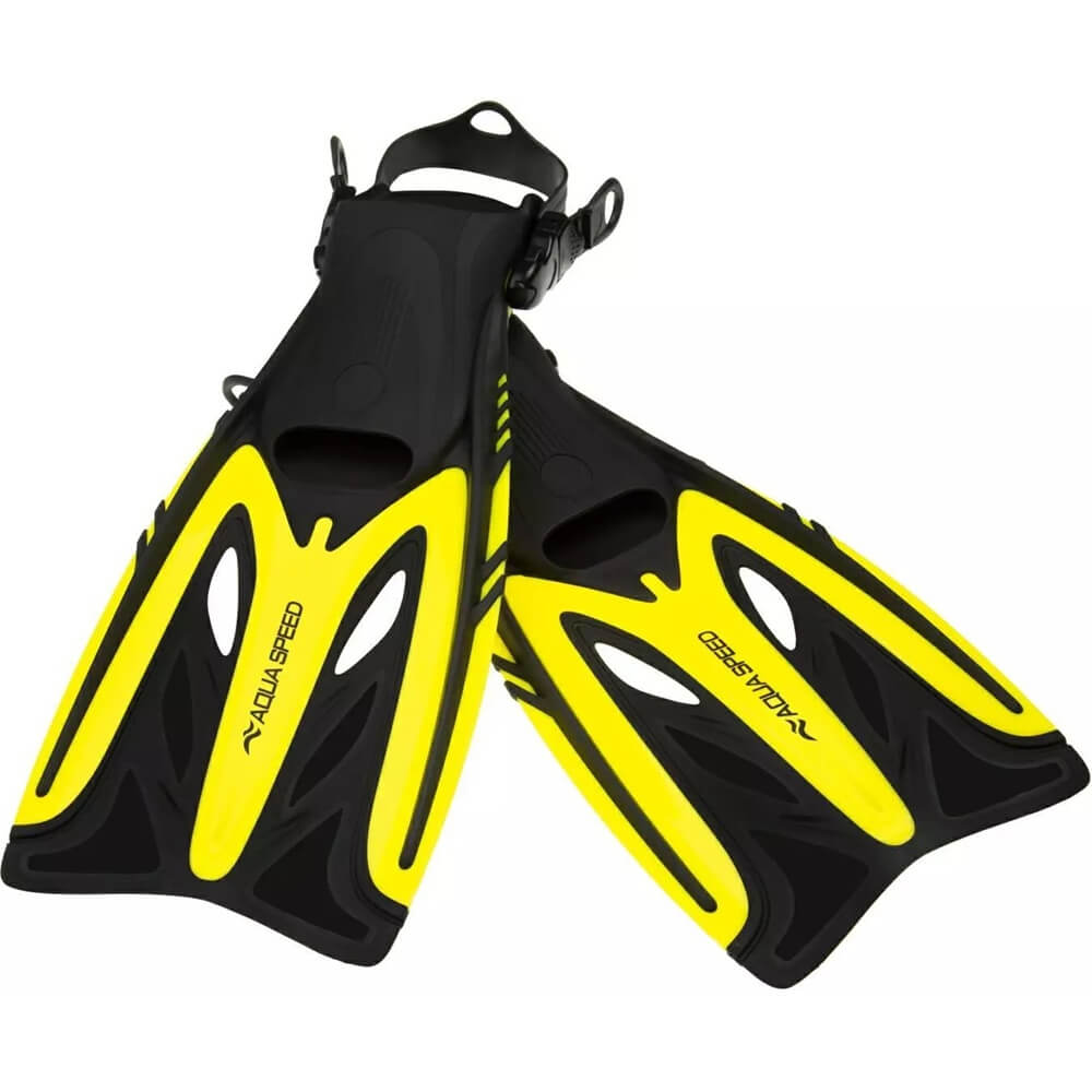 AQUA SPEED Eon Yellow regulējamas snorkelēšanas pleznas