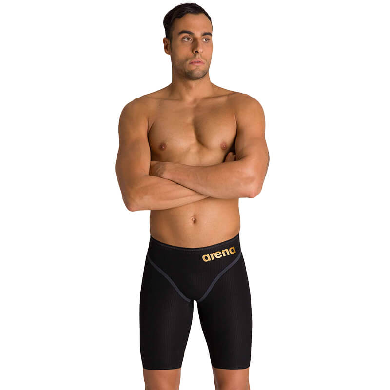 ARENA Powerskin Carbon-Core Jammer FX Black/Gold vīriešu sacensību peldbikses