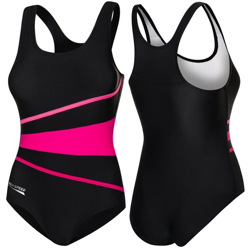 AQUA SPEED Stella Black/Red sieviešu peldkostīms