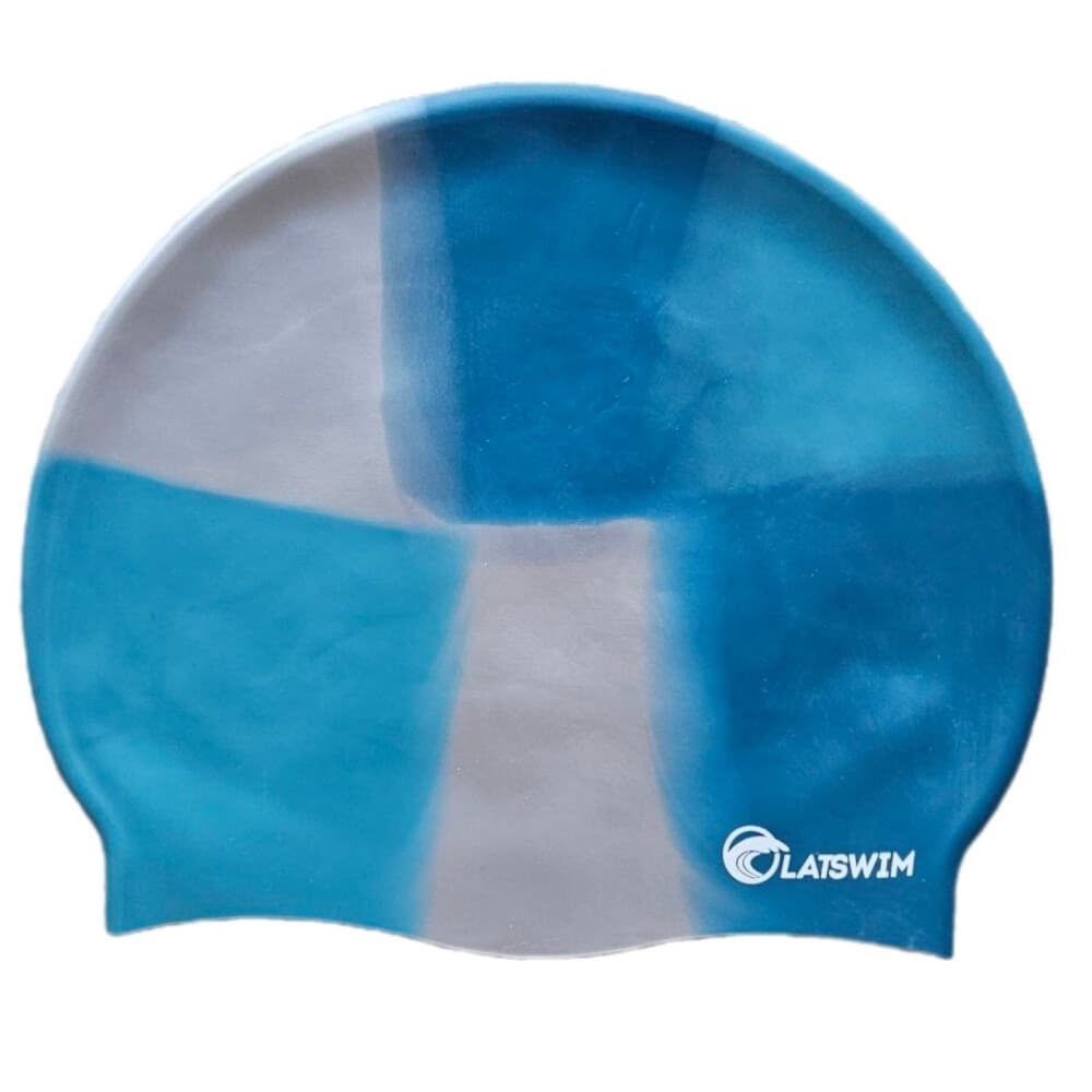 LATSWIM Multicolor Silver/Turquoise silikona peldcepure