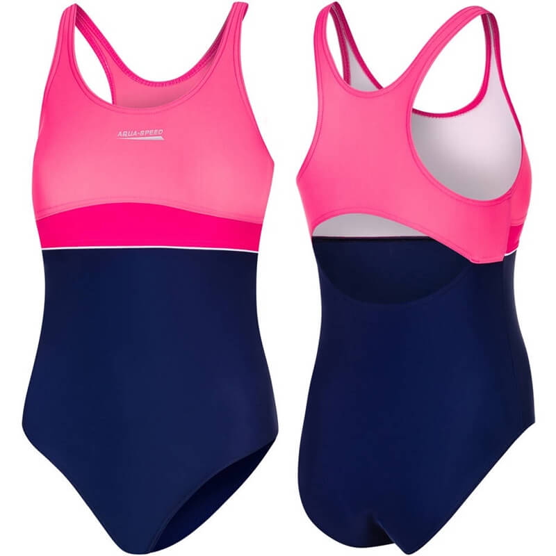 AQUA SPEED Emily Navy/Coral/Raspberry meiteņu peldkostīms