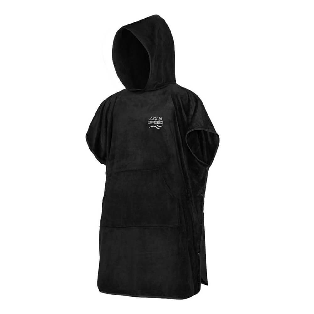 AQUA SPEED Microfibre Black pončo dvielis