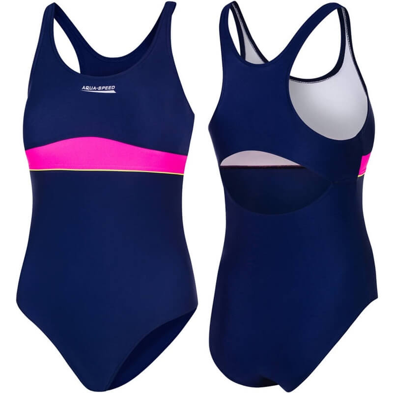 AQUA SPEED Emily Navy/Pink meiteņu peldkostīms