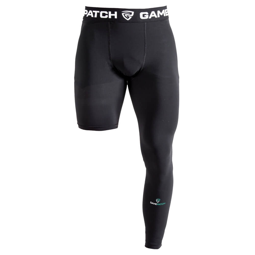 GAMEPATCH Single Leg Black kompresijas bikses (kreisā)