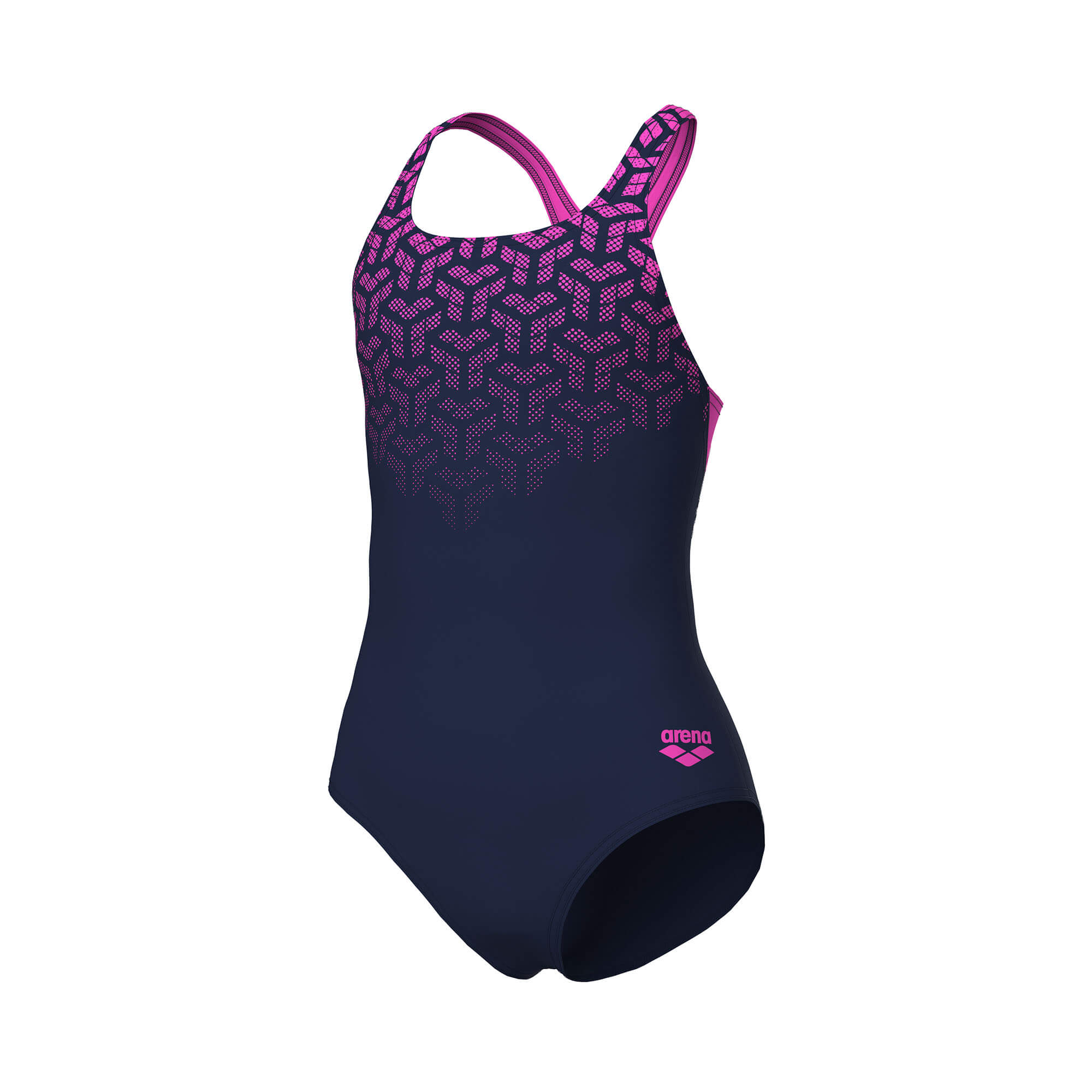 ARENA Kikko Swim Pro Back Navy Shocking Pink meiteņu peldkostīms