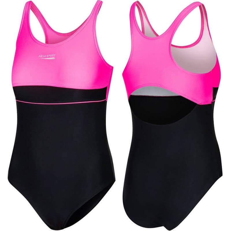 AQUA SPEED Emily Black/Pink meiteņu peldkostīms