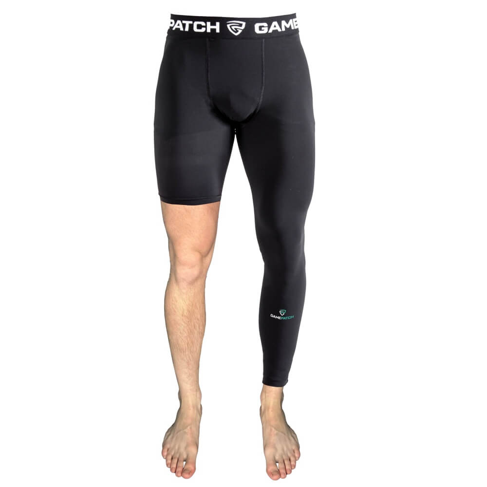 GAMEPATCH Single Leg Black kompresijas bikses (kreisā)