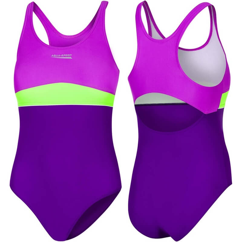 AQUA SPEED Emily Violet/Green meiteņu peldkostīms