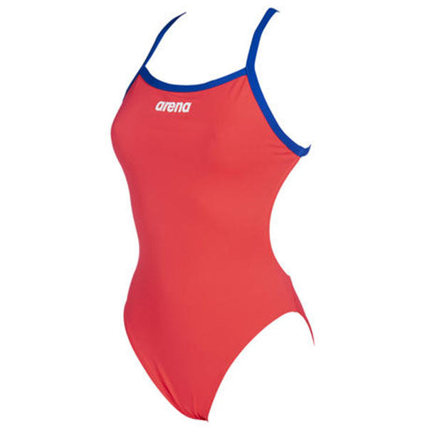 ARENA Solid Light Tech High Fluo Red/Neon Blue sieviešu peldkostīms