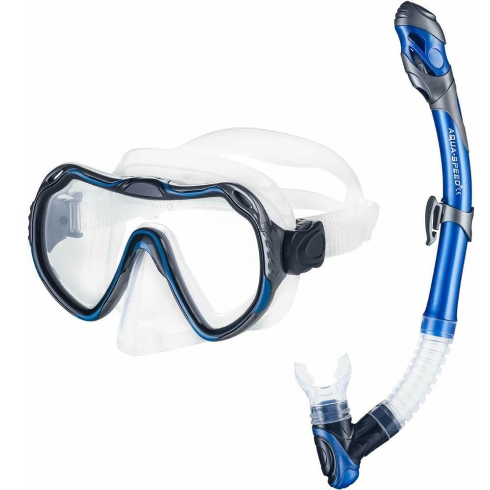 AQUA SPEED Java + Elba snorkelēšanas komplekts + Tīkla maiss