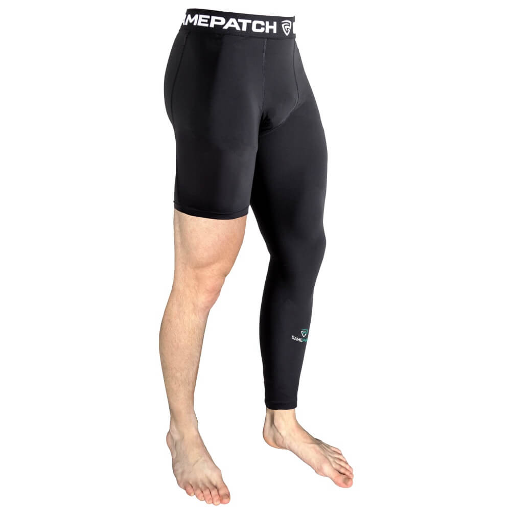GAMEPATCH Single Leg Black kompresijas bikses (kreisā)