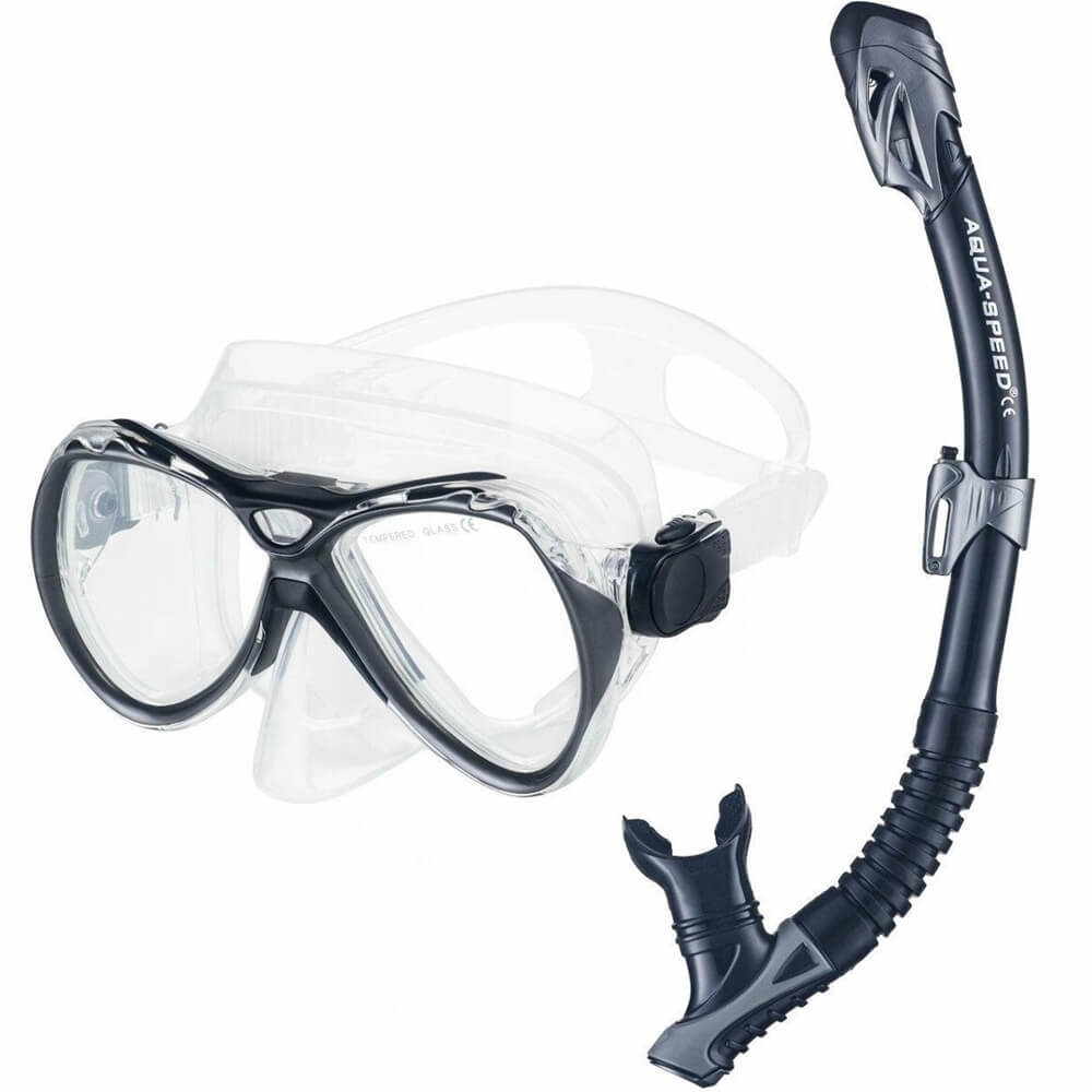 AQUA SPEED snorkelēšanas komplekts Manus + Borneo + Tīkla maiss