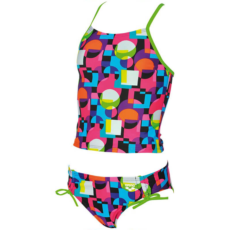 ARENA Marble Jr Tankini Black/Leaf meiteņu peldkostīms