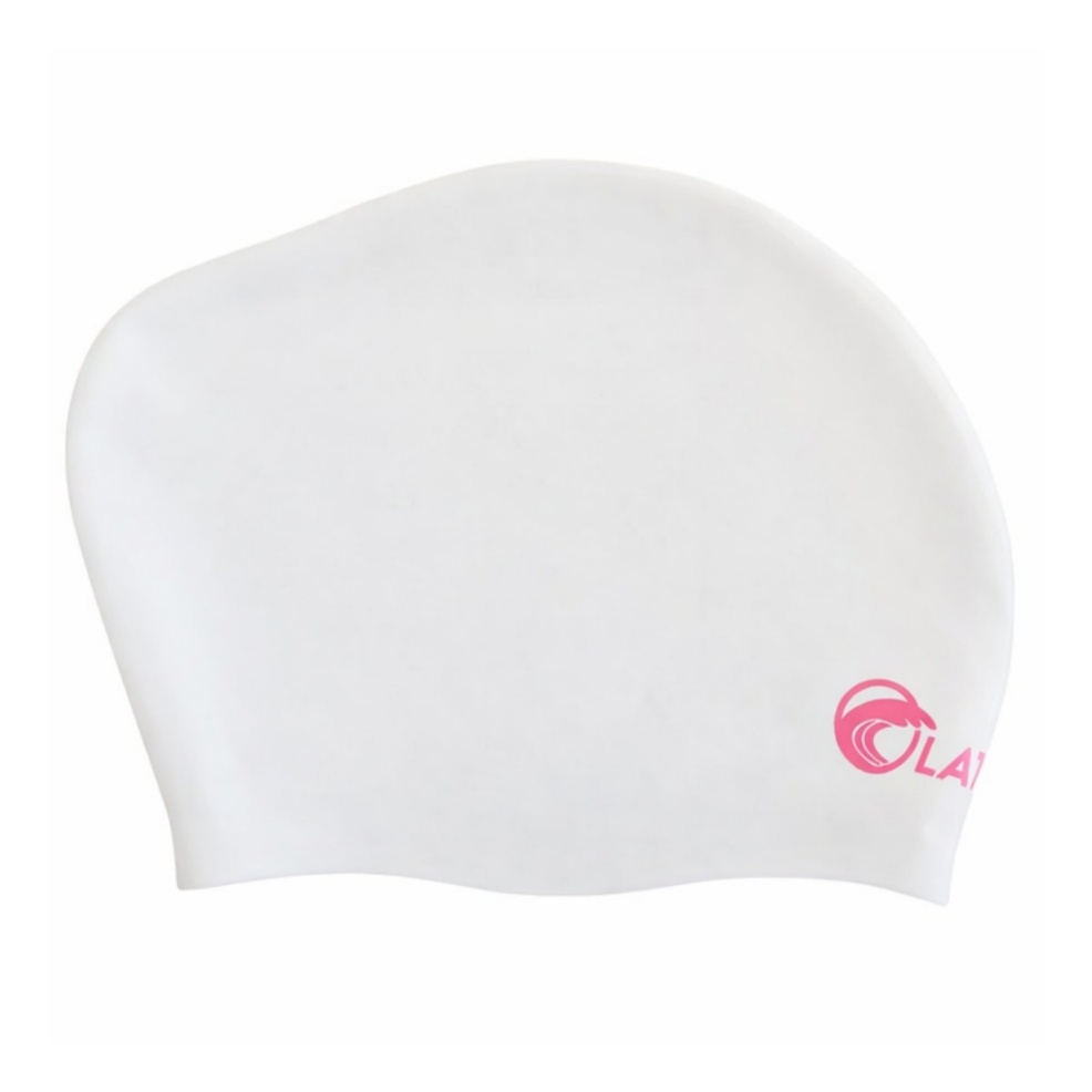 LATSWIM White/Pink silikona peldcepure gariem matiem