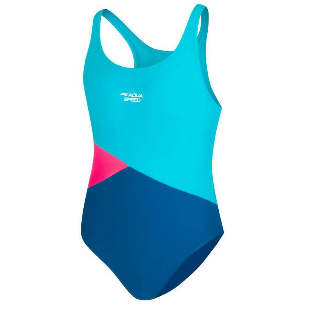 AQUA SPEED Pola Light Turquoise/Turquoise/Pink meiteņu peldkostīms