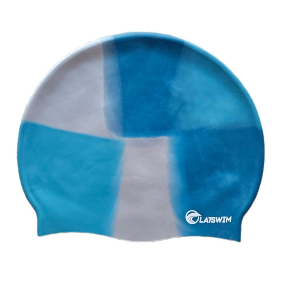 LATSWIM Multicolor Silver/Turquoise silikona peldcepure