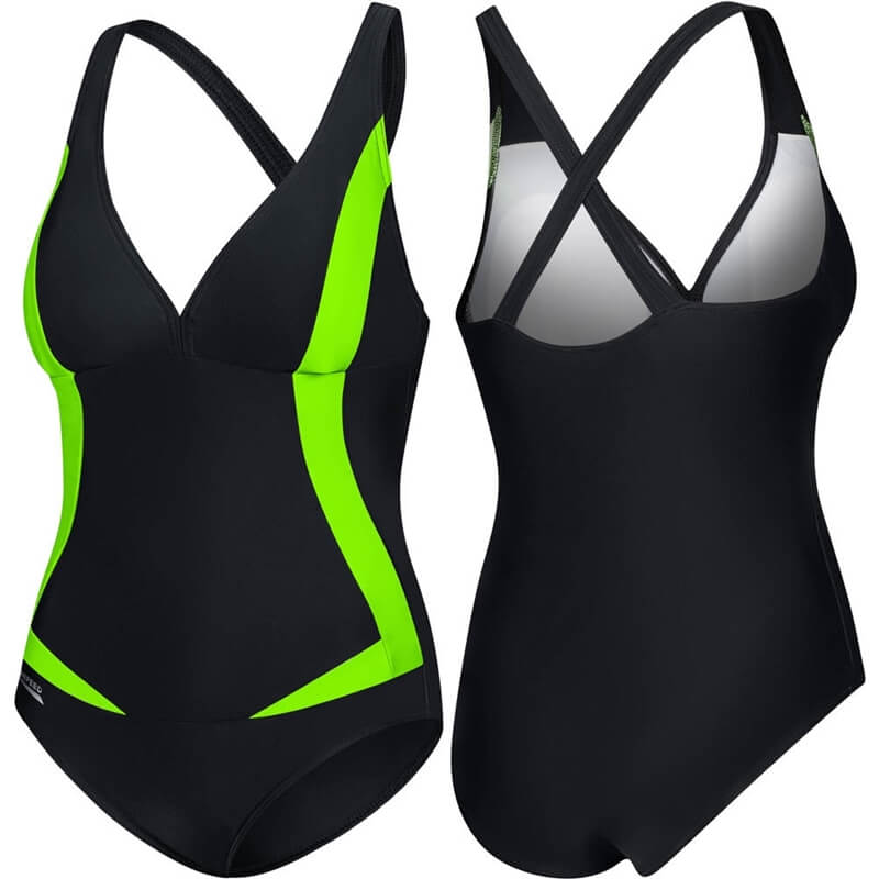 AQUA SPEED Greta Black/Green sieviešu peldkostīms