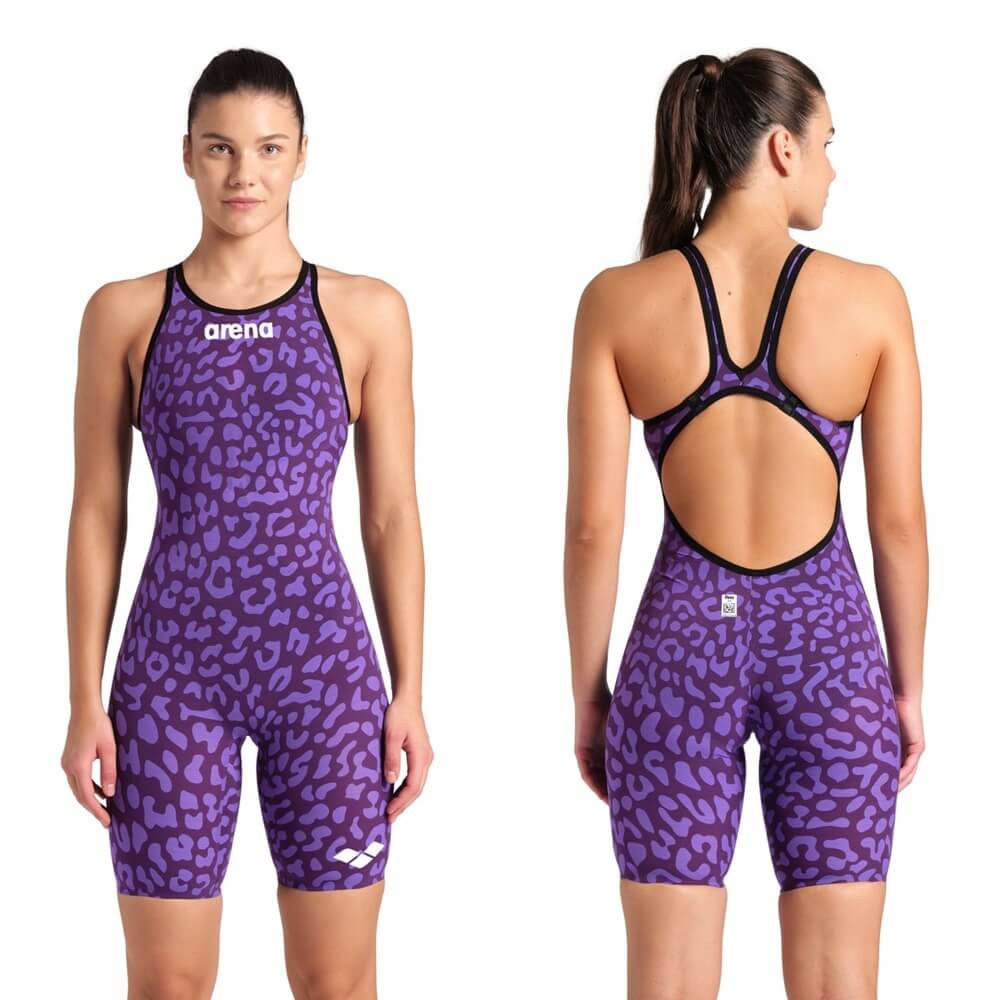 ARENA Powerskin Carbon-AIR² Leopard Skin Violet Open Back Limited Edition sieviešu sacensību peldkostīms