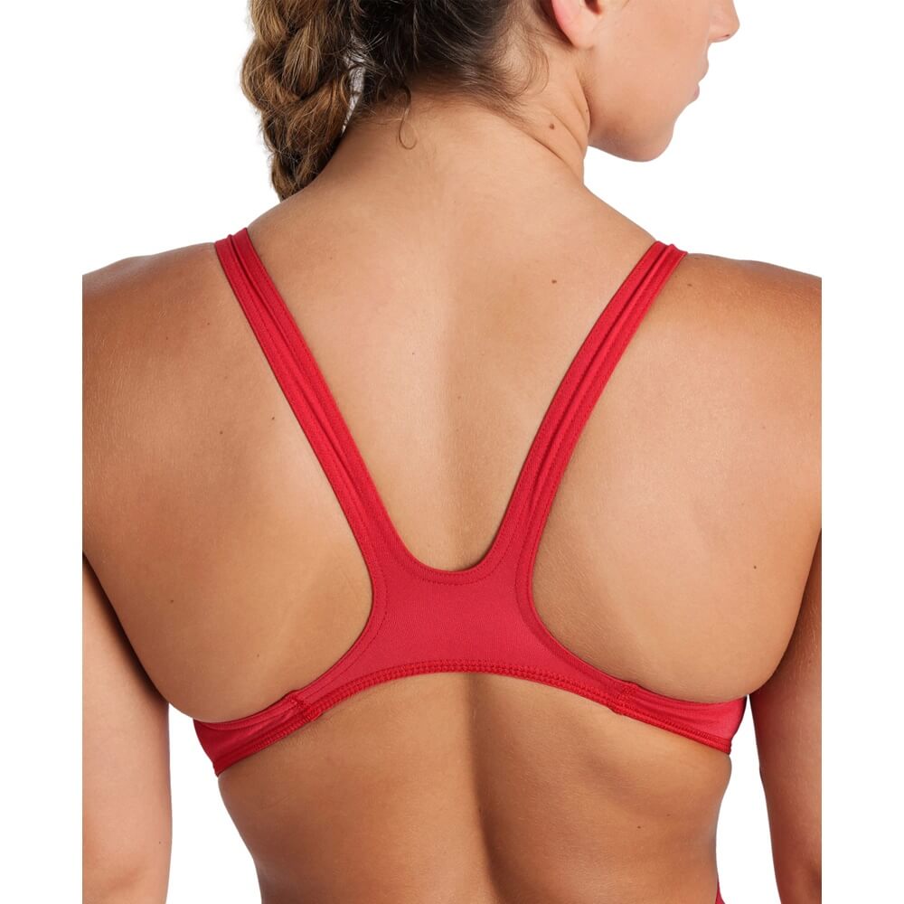 ARENA Team Swim Tech Back Solid Red/White sieviešu peldkostīms