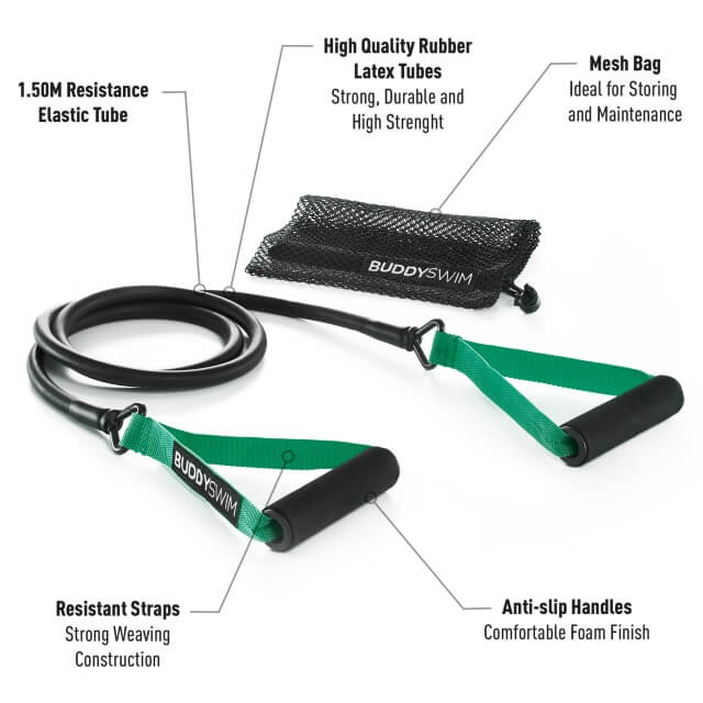 BUDDYSWIM Classic Dryland Cords X-Light (Zaļš) pretestības gumija