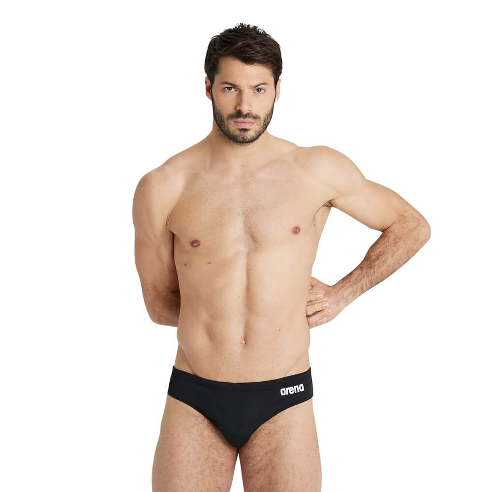ARENA Team Swim Brief Solid Black/White vīriešu peldbikses