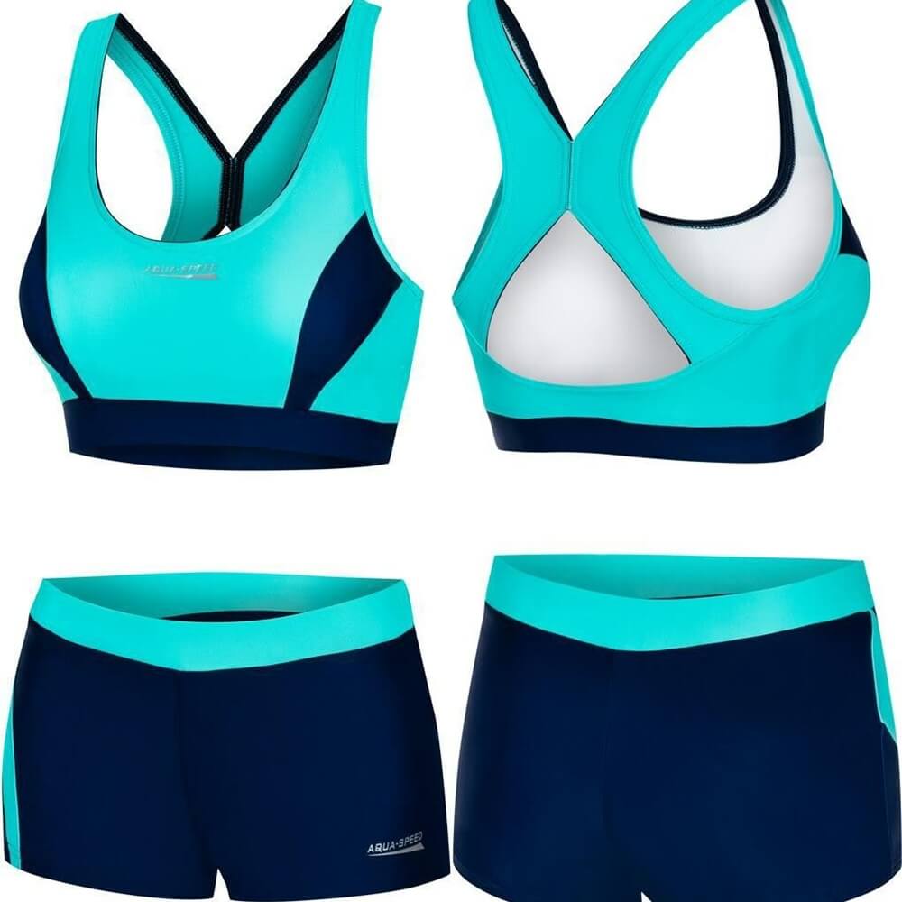 AQUA SPEED Fiona Two Piece Turquoise/Navy sieviešu peldkostīms