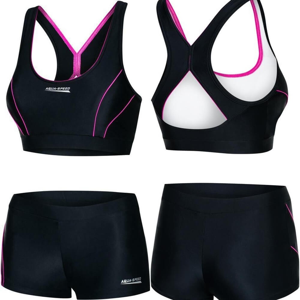 AQUA SPEED Fiona Two Piece Black/Pink sieviešu peldkostīms
