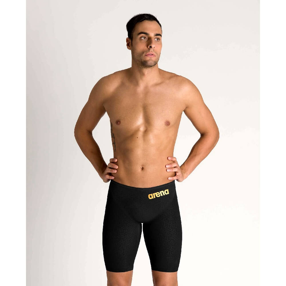ARENA Powerskin Carbon Glide Jammer Black/Gold vīriešu sacensību peldbikses