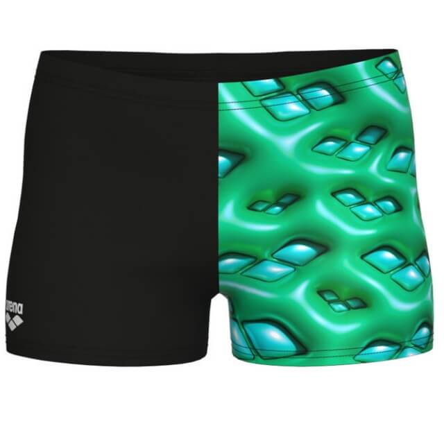 ARENA Foam Swim Short Black Soft Green Multi zēnu bokseršorti