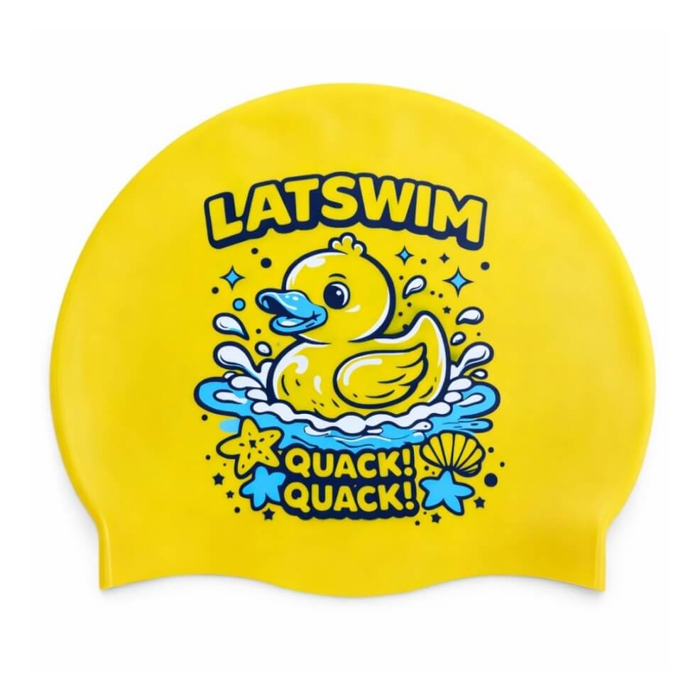 LATSWIM Quack! Quack! bērnu silikona peldcepure