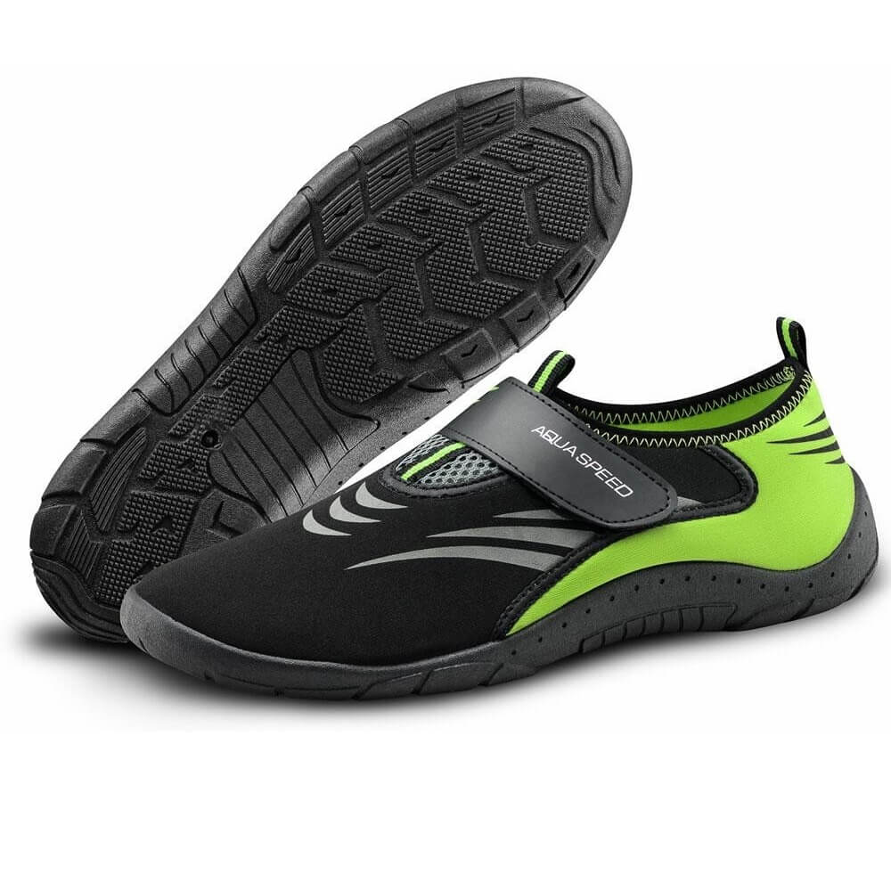 AQUA SPEED Unisex Model 27A Black/Fluo Green ūdens apavi