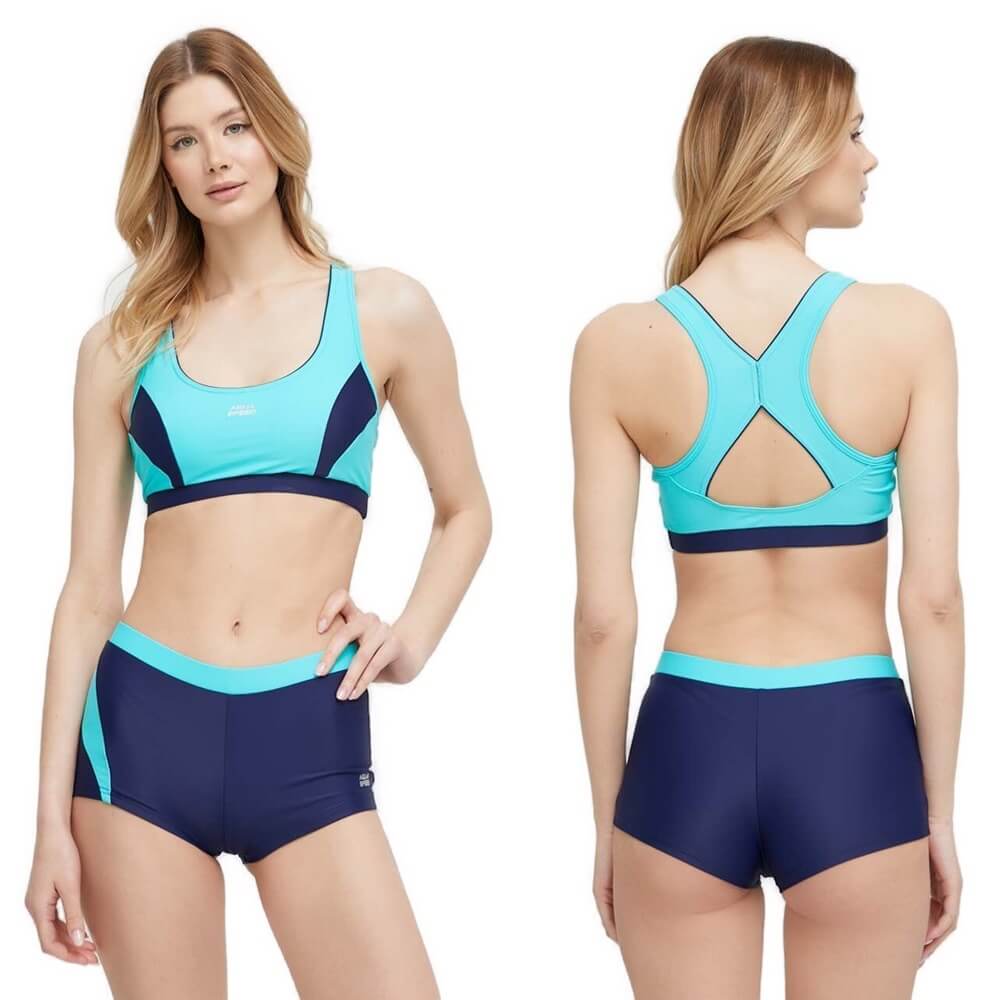 AQUA SPEED Fiona Two Piece Turquoise/Navy sieviešu peldkostīms